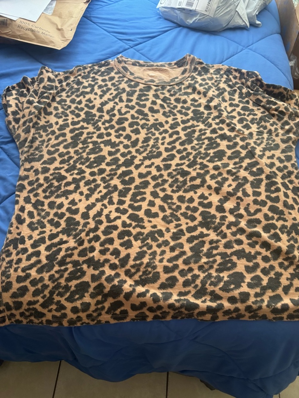 aerie Leopard Print Short Sleeve Tee in Tan and Black
